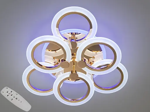 Потолочная люстра светодиодная с пультом, подсветкой, 85W, золото. - фото 1