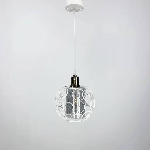 Підвіс в стилі Лофт у білому круглому корпусі Line.F Колір плафона Янтарний - фото 5