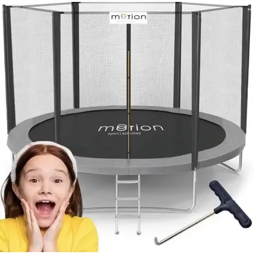 Батут Jumi Motion Sport Line 10ft (305см) з зовнішньою сіткою сірий - фото 3