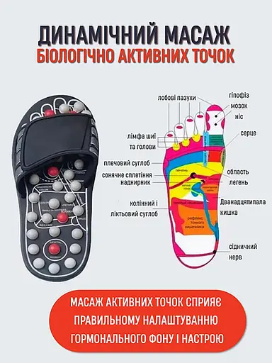 Акупунктурні масажні тапочки із шипами з ефектом рефлексотерапії для щоденного масажу стоп, Yu Xin Чорний 87806 - фото 4