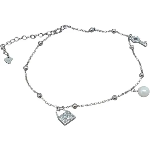 Серебряный браслет Silvex 925 с фианитами на ногу. Б2Ф/707Н