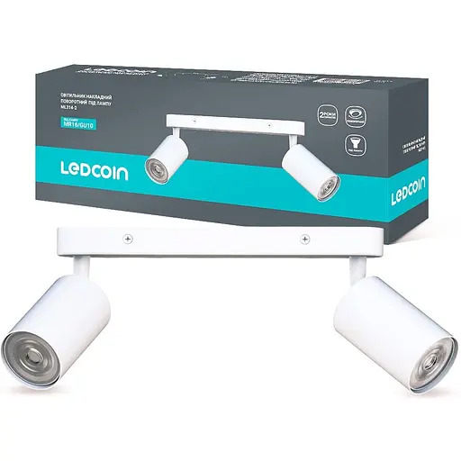 Светильник накладной Ledcoin ML314-2 MR16 GU10 двойной поворотный белый (80375)