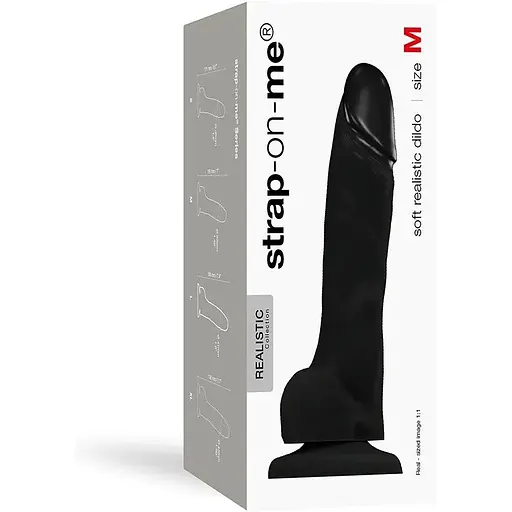 Реалістичний фалоімітатор Strap-On-Me Soft Realistic Dildo Black - Size M - фото 3
