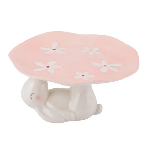 Підставка Elisey Кролик з весняними квітами 10 см рожева (5101-001)  