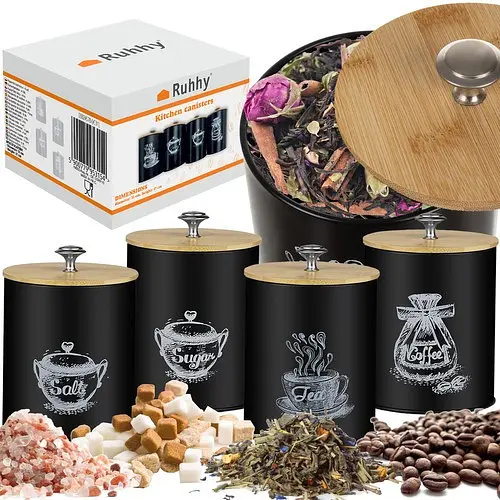 Набор металлических емкостей для кухни RUHHY 24578 4 шт. герметичные 1.5 л - фото 4