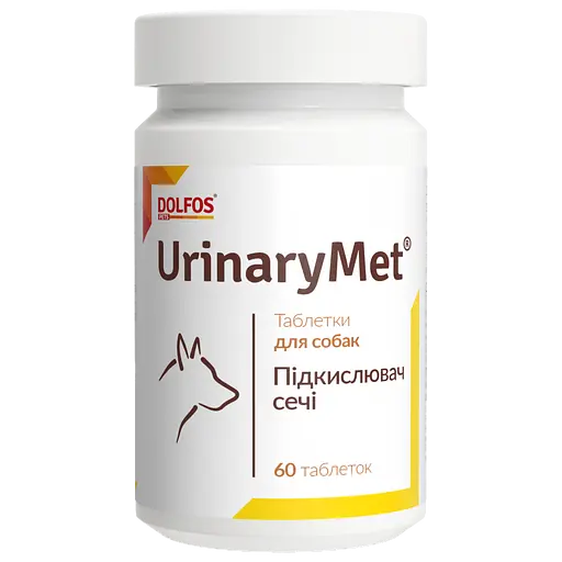 Вітамінно-мінеральна добавка Dolfos UrinoMet для регулювання кислотності сечі у собак 60 таблеток