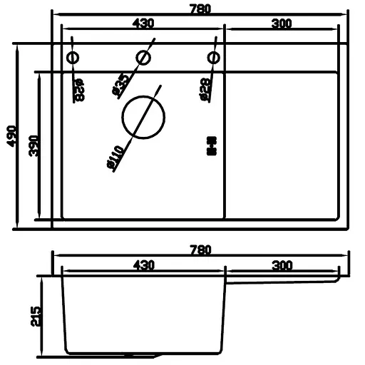 Кухонна мийка з нержавіючої сталі Mixxus MH7849L Nano-Black MI7049, Графит - фото 2