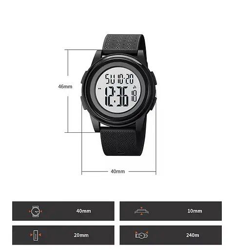 Спортивные наручные часы Skmei 1895 (Черный с белым циферблатом) - фото 8