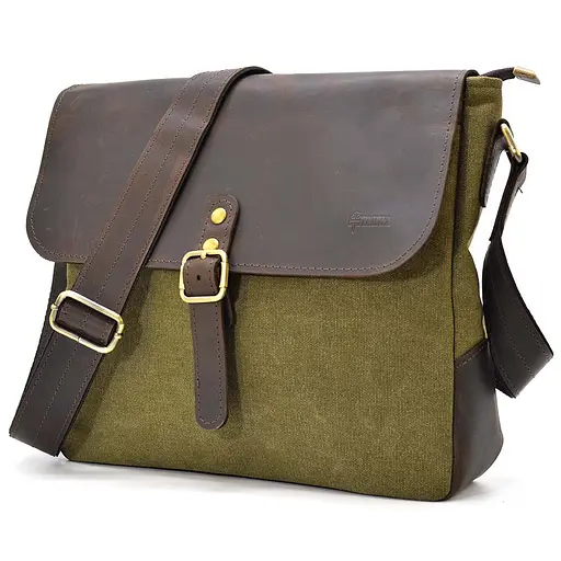 Чоловіча шкіряна сумка через плече TARWA 30х32х7.5 см sum0025763 - фото 3