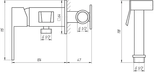 Набір гігієнічного душа прихованого монтажу Topaz LEXI TL 21106-H57-BL, Чорний матовий - фото 5