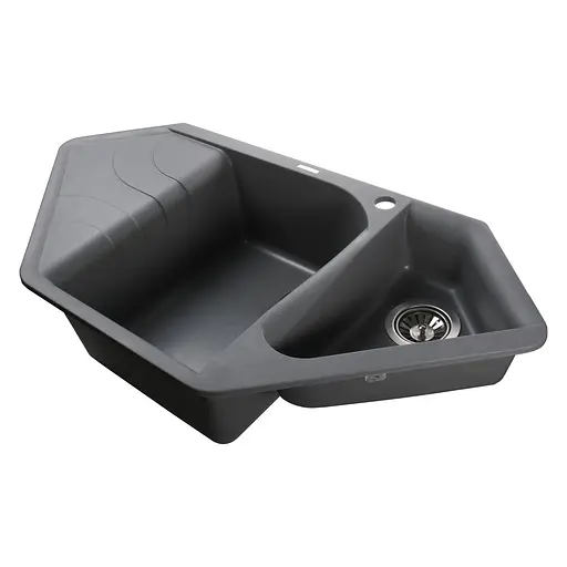 Гранитная мойка Globus Lux Garda серый металлик 1000x500 мм А0003, Серый - фото 2