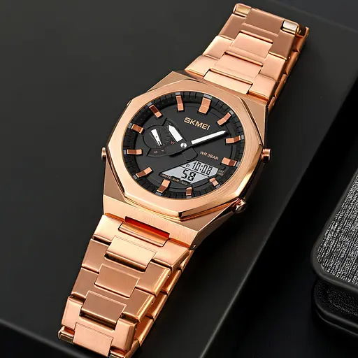 Наручний годинник чоловічий 1816RGWT Rose Gold-White Skmei acs0030571 - фото 4