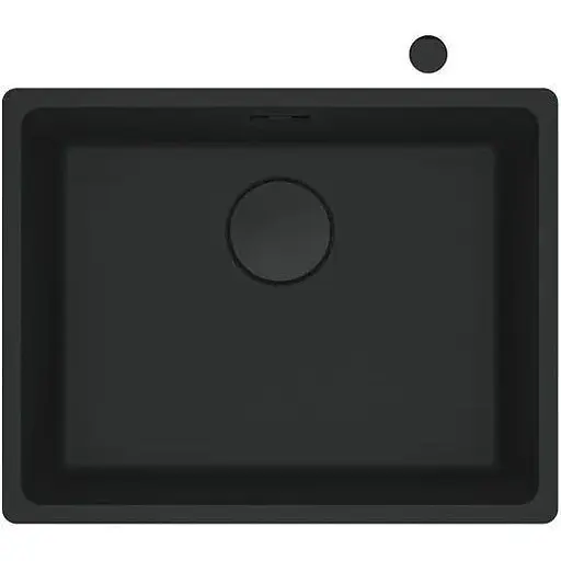 Кухонна мийка Franke Maris, фраграніт, прямокутник, без крил, 553х433х200мм, чаша - 1, MRG 110-52, чорний матовий (+вентиль)
