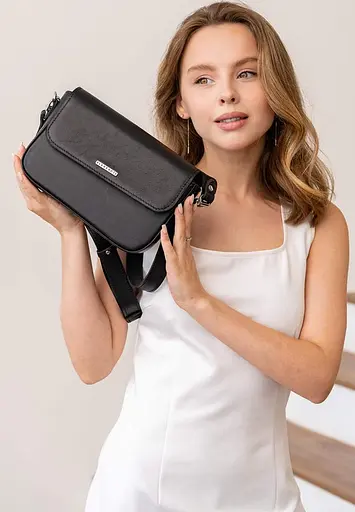 Жіноча шкіряна сумка Mary чорна - фото 2