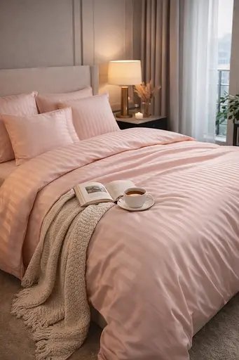 Комплект постельного белья евро 200х220 сатин пудровый TC303376208 - фото 1