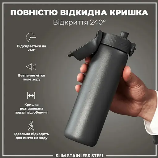 Пляшка для води ION8 металева 600 мл Stainless Steel Grey (I8SS600GRY) - фото 3