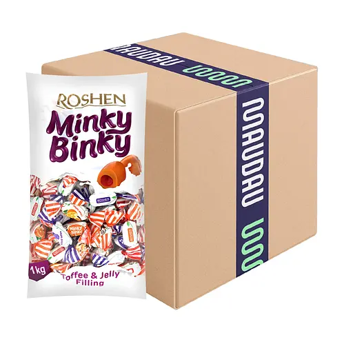 Цукерки ірис Roshen Minky Binky з желейною начинкою 1 кг
