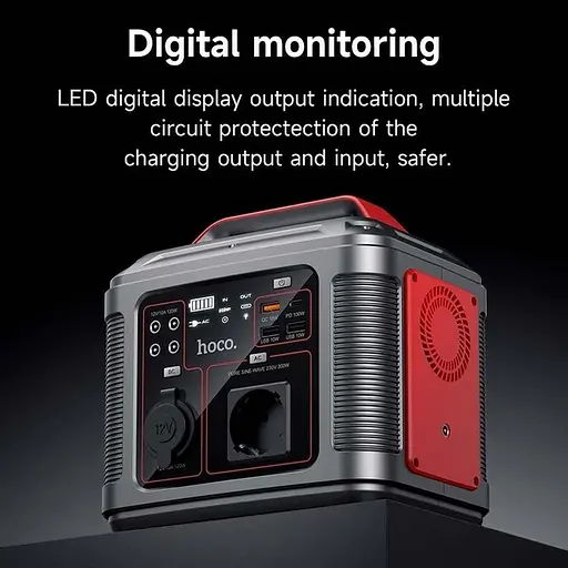 Портативная зарядная станция Hoco DB28 80000mAh (300W) Cеро-красная - фото 2