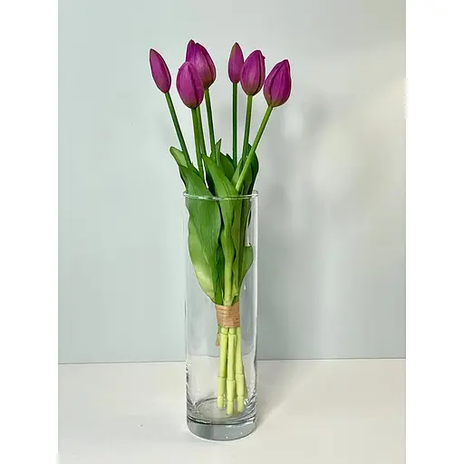 Тюльпани штучні Hvoya Real Touch латексні букет з 7 закритих бутонів фіолетові - фото 2