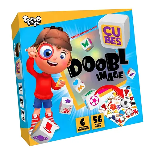 Настільна гра "Doobl Image Cubes" Danko Toys DBI-04-01U 6 дерев'яних кубиків - фото 1