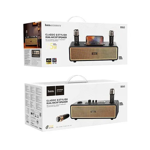 Акустика караоке Hoco BS63 Graceful wireless dual-mic BT5.4 беспроводная с 2 микрофонами - фото 7