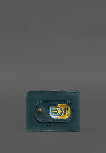 Кожаная обложка для удостоверения участника боевых действий (УБД) с карманом для жетона зеленая - фото 5