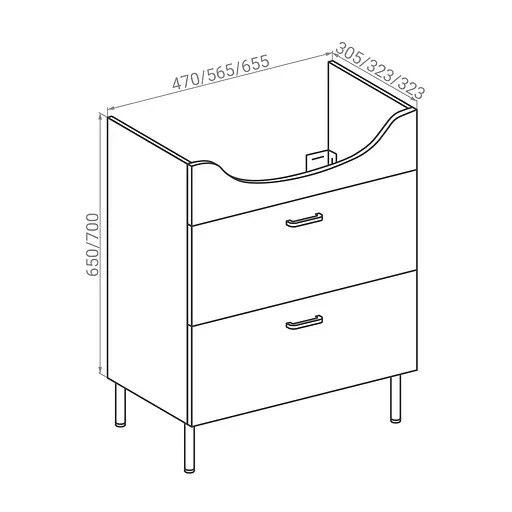 Тумба універсальна RJ Toft-L із умивальником Runa L81950000 50 см Білий RJFU026-4150WHSET(RJFU026-4150WH+L81950000) Білий - фото 2
