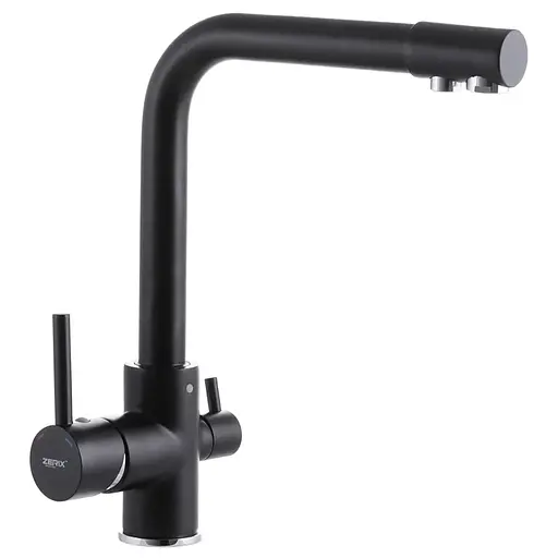 Змішувач для кухні на дві води Zerix LR4055B-3 ZX2645 Чорний матовий - фото 1