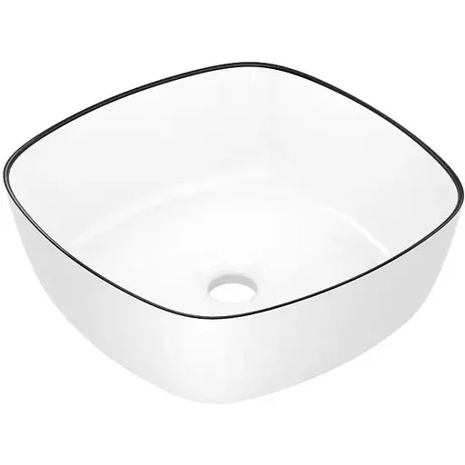 Умивальник накладний Imprese Black Edge 41,5x41,5x14,5 см білий/чорний i11096, Білий - фото 1