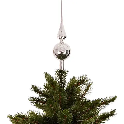 Елочная верхушка Mica Decorations стеклянная зеркальная серебряно-белая 31 см (1180839) - фото 2