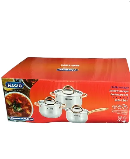 Набор кухонной посуды Magio VG-1201 с антипригарным покрытием из нержавеющей стали 1,9 л 2,6 л 3,6 л - фото 6