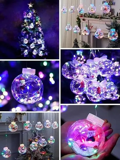 Гірлянда-штора Кулі з наповненням 3 х 0.6 м Новорічна гірлянда штора 10 куль Кольорова - фото 3