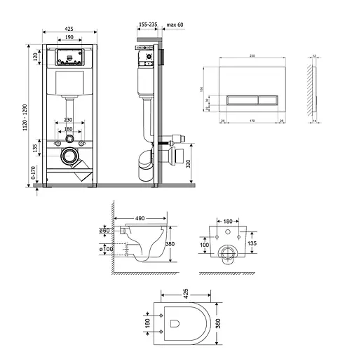 Подвесной унитаз Qtap Taurus Ultra Quiet + инсталляция Qtap Nest 4 в 1 (линейная клавиша Satin), Белый - фото 2