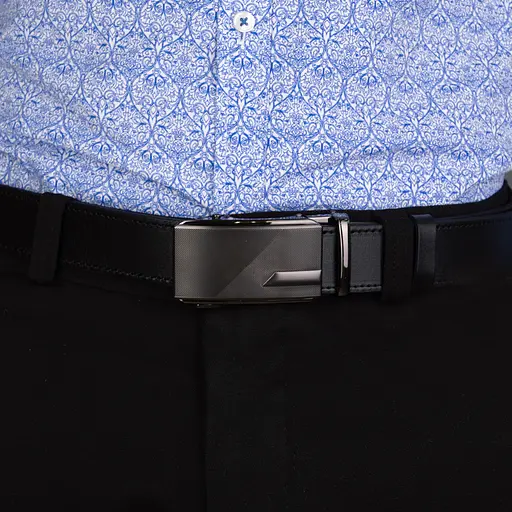 Ремінь шкіряний чоловічий на автоматі SF-3422 (135 см) чорний - фото 5