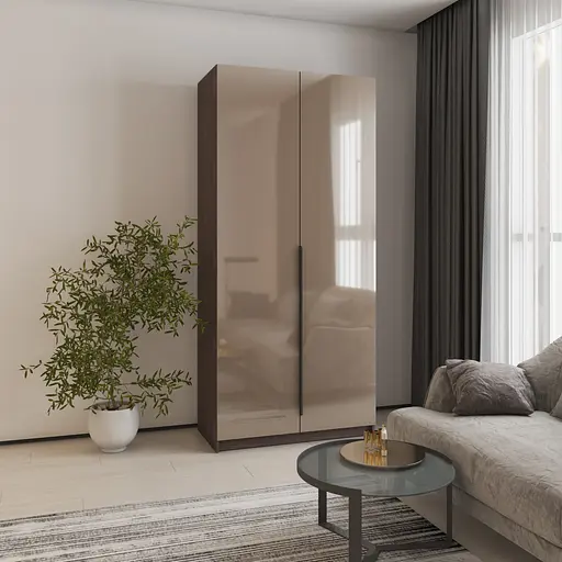 Шафа 2-дверна MebelStar Оскар Gloss BL-B, стандарт 100x52x220 см Дуб рістрето/Латте (MBS-5146) - фото 1