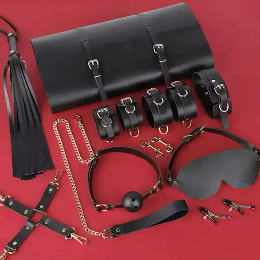 Еротичний набір БДСМ для рольових ігор червоний, чорний бдсм набір для рольових садо-мазо ігор Фетиш - фото 7