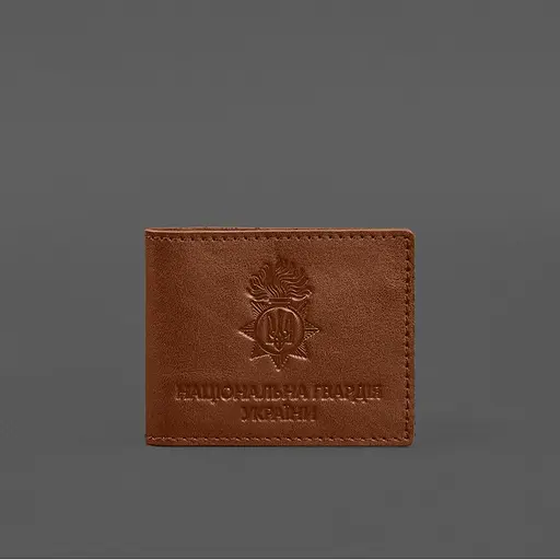 Кожаная обложка для служебного удостоверения Национальной гвардии Светло-коричневая - фото 5
