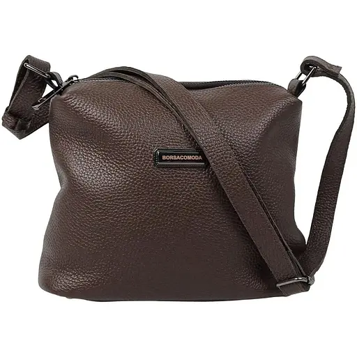Женская кожаная сумка Borsacomoda на плечо темно-коричневая sum0028716 - фото 1