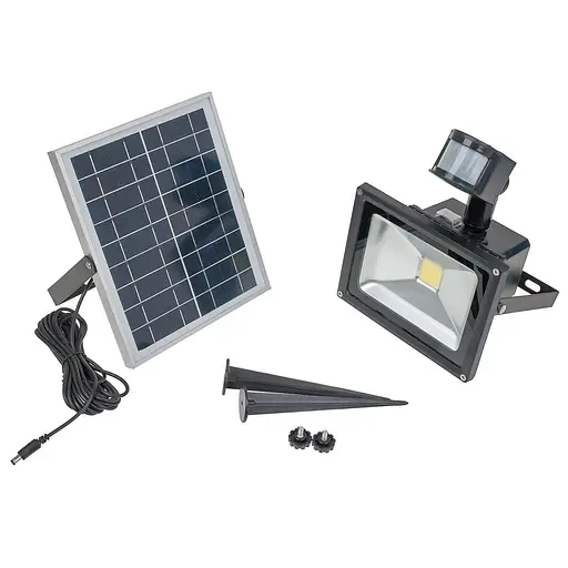 Прожектор Brille на солнечной батарее с датчиком движения с аккумулятором LED IP65 HL-42P/20W CW