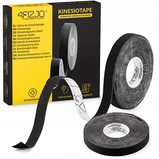 Стрічка кінезіологічна (кінезіо тейп) 4FIZJO 1 см x 5 м Black (P-5905973400787) - фото 1