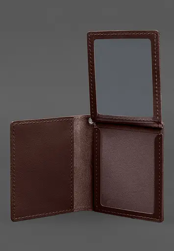 Кожаная обложка для удостоверения офицера ГНСУ (три кармана) бордовая - фото 6