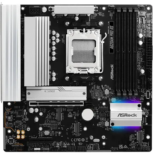 Материнская плата ASRock A620AM PRO RS (AM5/A620A, 4xDDR5, PCIex16, DP/HDMI, 2xSATA, 3xM.2, 2.5GLan, 8ch, mATX)