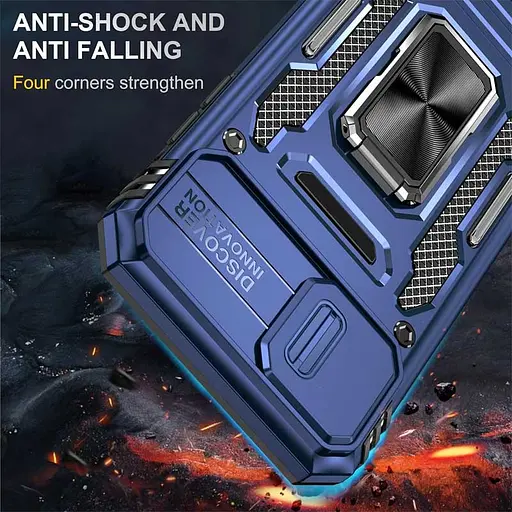 Чехол Epik ударопрочный Camshield Army Ring для Apple iPhone X/XS 5.8 Синий/Navy - фото 5