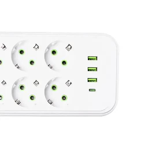 Мережевий фільтр-подовжувач Yiwu HP-5-27 ONE F02OU на 8 розеток 4 USB 3 метри білий  - фото 6