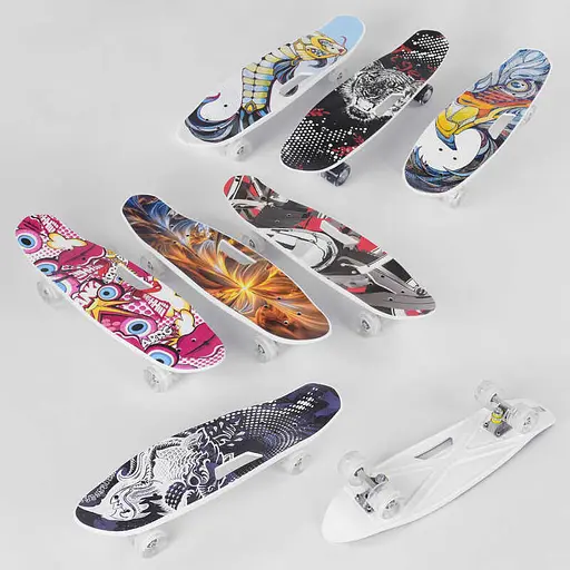 Скейт пенни борд круизер с ручкой Best Board, PU колеса, светящиеся, доска 65 см, C40311 (в ассортименте) - фото 8