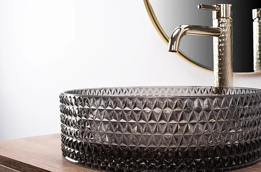 Умивальник Rea Cristal накладний black REA-U9671, Прозорий - фото 6