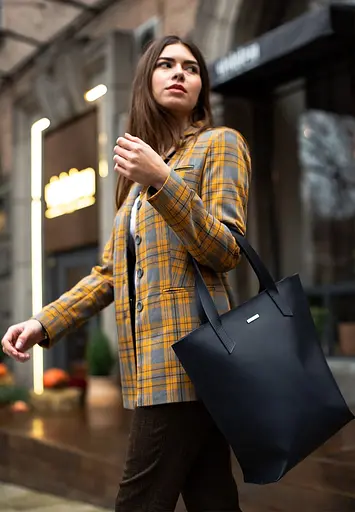 Шкіряна жіноча сумка шоппер D.D. темно синя - фото 9