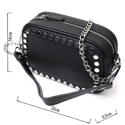 Сумка Vintage декорированная металлическими кнопками из натуральной кожи 20х14х6.5 см sum0029055 - фото 3