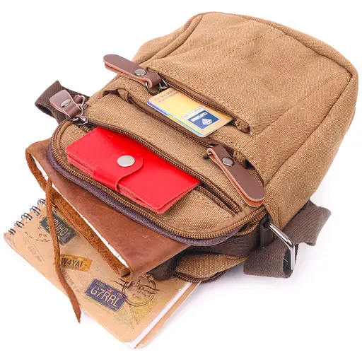 Стильна чоловіча сумка із щільного текстилю 15х20х8 см Vintage 15х20х8 см sum0021436 - фото 15