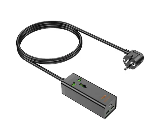 Зарядний пристрій подовжувач Hoco AC9A 3 порти 30 W 1 розетка 1.5 метра - фото 2